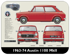 Austin 1100 MkII 1963-74 Place Mat, Small